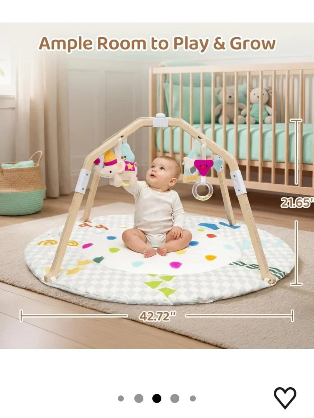 Circus-Themed Baby Play Gym, 2-Sided High-Contrast Tummy Time Mat
